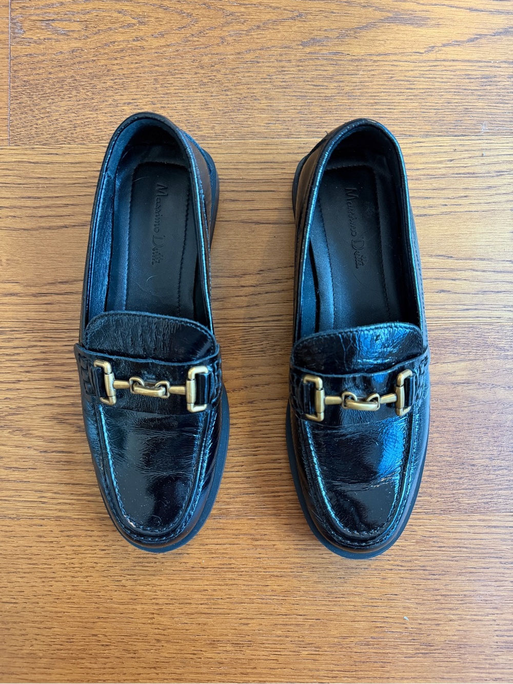 Massimo Dutti Black Patent Leather Loafers 6.5